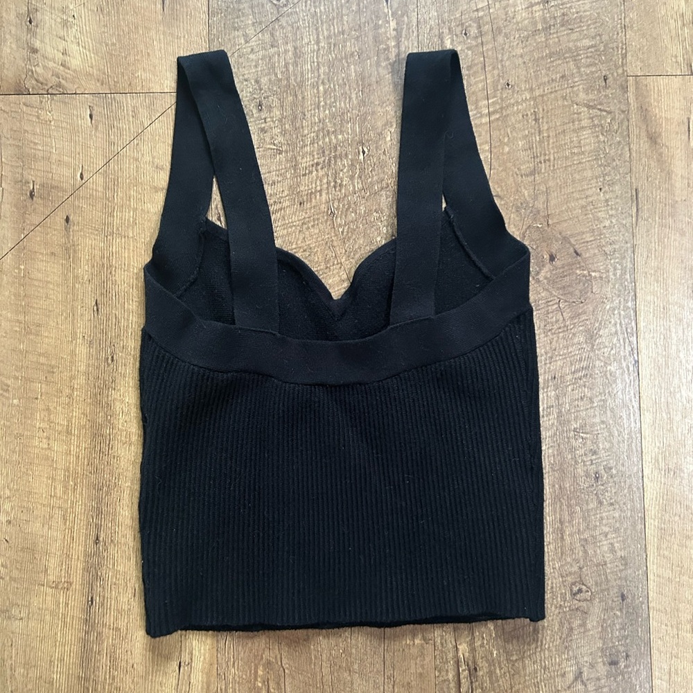 Abercrombie & Fitch Black Ribbed Knit Tank Top Sweetheart Neckline Size Small - Picture 11 of 12